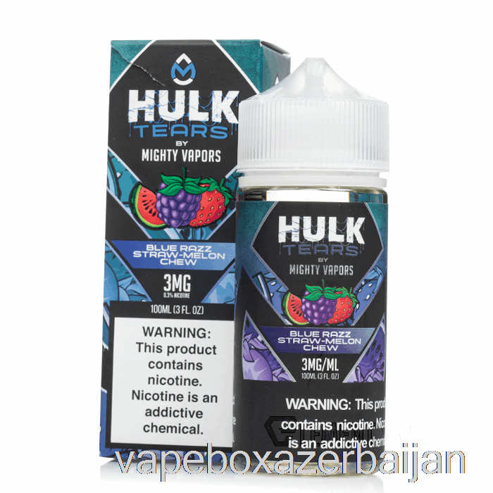 E-Juice Vape Blue Razz Straw Melon Chew - Hulk Tears - 100mL 6mg